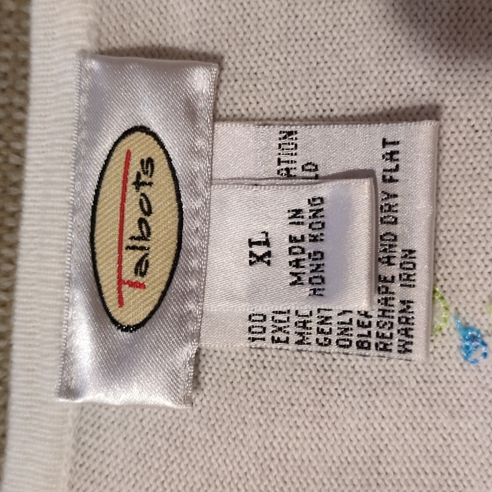 Talbots White Cardigan Sweater with Fish Embroidery XL - Picture 10 of 11